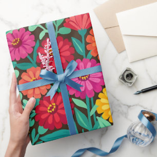 Abstract Mexican Zinnia Butterflies Wrapping Paper