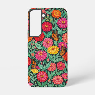 Abstract Mexican Zinnias Butterflies Samsung Cases