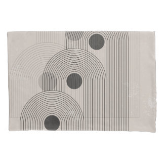 Abstract mid-century, geometric balance shapes pillowcase