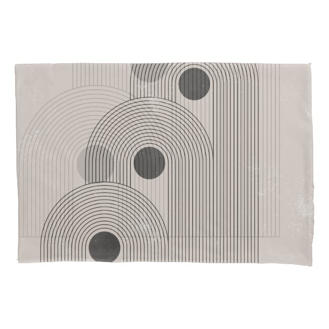 Abstract mid-century, geometric balance shapes pillowcase (Front)