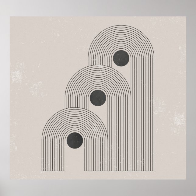 Abstract mid-century, geometric balance shapes poster (Front)