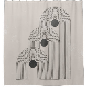 Abstract mid-century, geometric balance shapes shower curtain