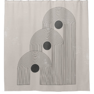 Abstract mid-century, geometric balance shapes shower curtain
