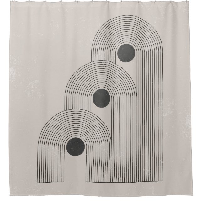 Abstract mid-century, geometric balance shapes shower curtain (Front)