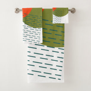 Abstract Mid-Century Modern Bath Towel Set
