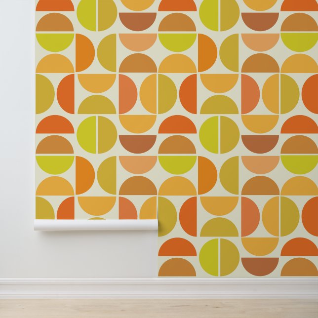 Abstract Mid Century Modern Circles Orange Yellow  Wallpaper (Application)