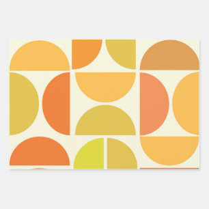 Abstract Mid century modern circles orange yellow  Wrapping Paper Sheet