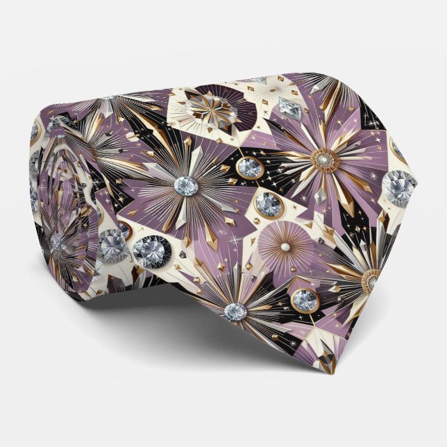 Abstract Mid Century Modern Starburst Diamond Tie (Rolled)