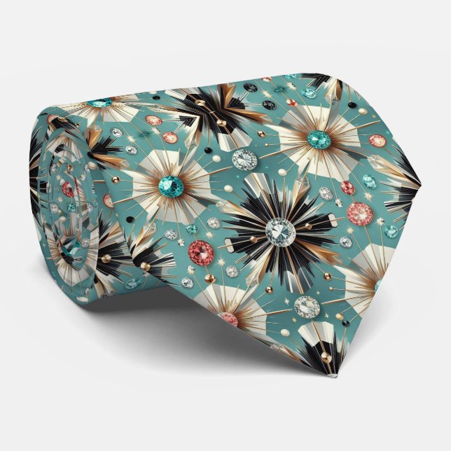 Abstract Mid Century Modern Starburst Diamond Tie (Rolled)