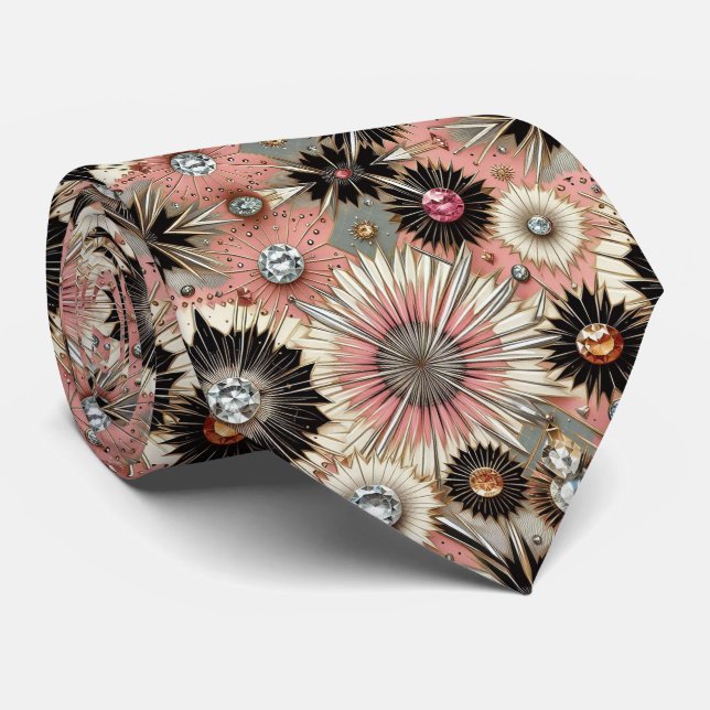 Abstract Mid Century Modern Starburst Diamond Tie (Rolled)