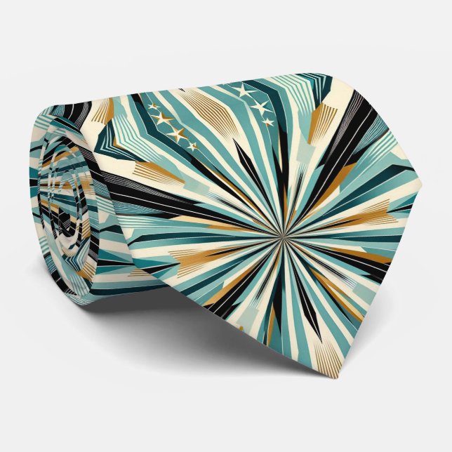 Abstract Mid Century Modern Starburst DIamond Tie (Rolled)