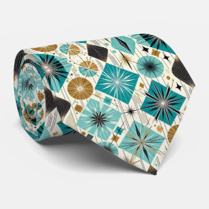 Abstract Mid Century Modern Starburst DIamond Tie