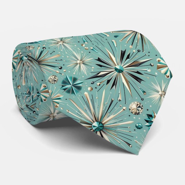Abstract Mid Century Modern Starburst Diamond Tie (Rolled)