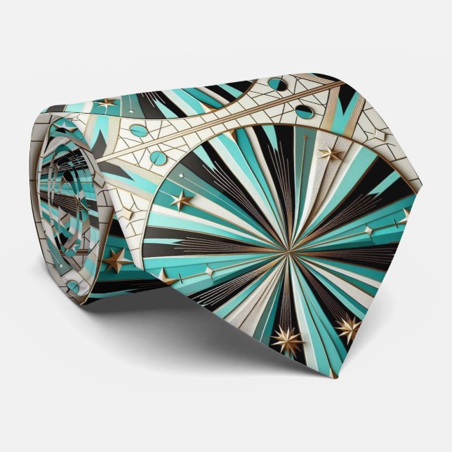 Abstract Mid Century Modern Starburst DIamond Tie (Rolled)