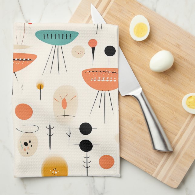 Abstract Mid-Century Pattern  Tea Towel (Quarter Fold)
