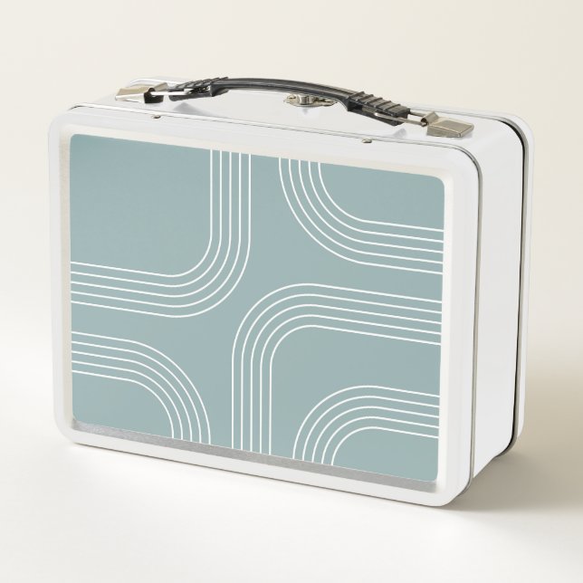 Abstract Mid Century style line art  Metal Lunch Box (Back)