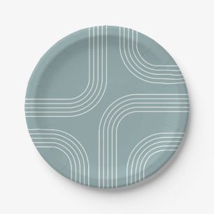 Abstract Mid Century style line art Paper Plate