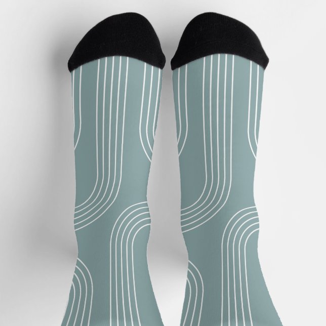 Abstract Mid Century style line art  Socks (Top)