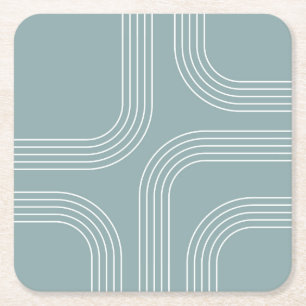 Abstract Mid Century style line art  Square Paper Coaster
