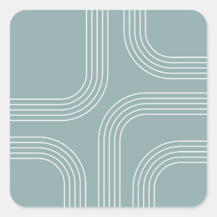 Abstract Mid Century style line art Square Sticker