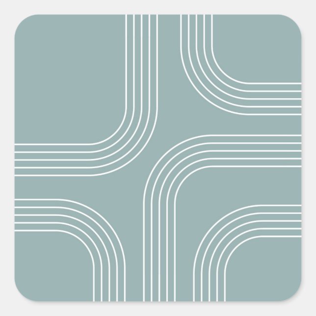 Abstract Mid Century style line art  Square Sticker (Front)
