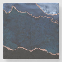 Abstract Midnight Blue Agate Glitter Pattern