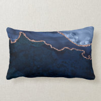 Abstract Midnight Blue Marble With Rose Gold
