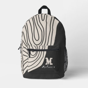 Abstract minimal art retro vintage Monogram Printed Backpack