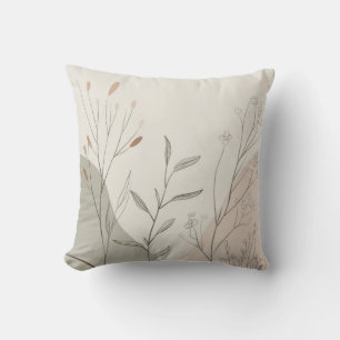 Abstract Minimal Botanical Line Art Cushion