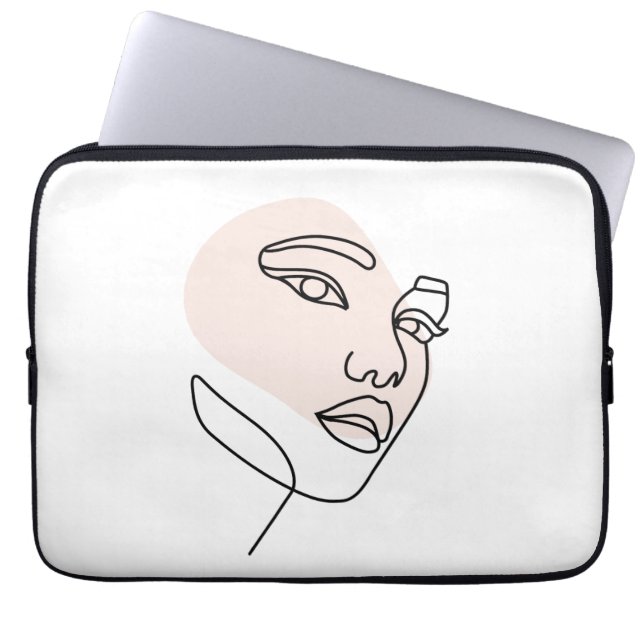 Abstract minimal female single line art 2 laptop sleeve (Front)