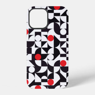 Abstract minimal geometric black white and red pat iPhone 12 case