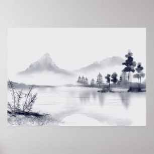 Abstract minimal landscape poster