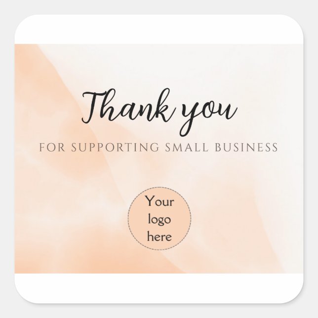 Abstract minimal orange Business Thank you Card Square Sticker (Front)