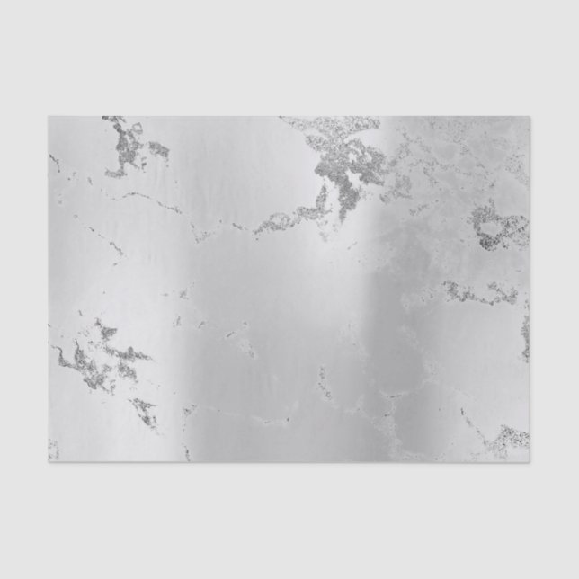 Abstract Minimal Silver Grey Metallic Marble Lux Tissue Paper (Front)