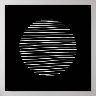 Abstract Minimal Stripe Circle Monochrome Art Poster