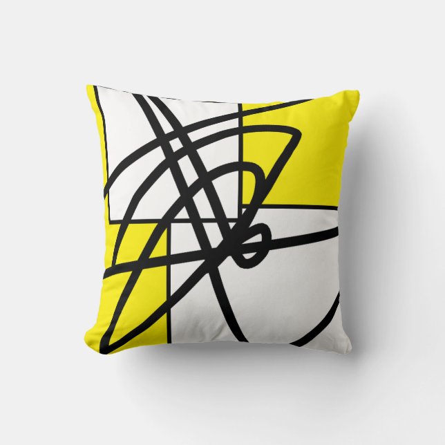 Abstract Minimalism Black Yellow Cushion Pillow (Front)