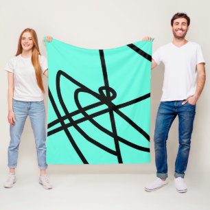 Abstract Minimalism Lines Black Turquoise Blanket