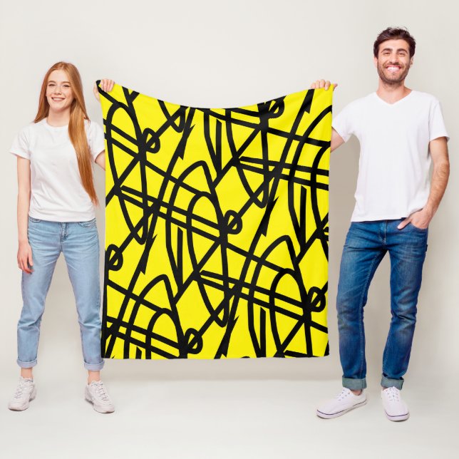 Abstract Minimalism Lines Black Yellow Blanket (In Situ)