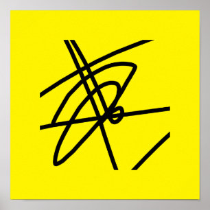 Abstract Minimalism Lines Black Yellow Poster
