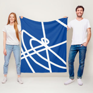 Abstract Minimalism White Lines Blue Blanket