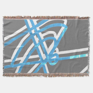 Abstract Minimalism White Turquoise Lines Blanket