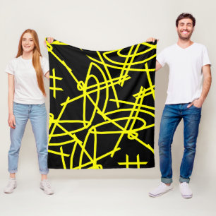 Abstract Minimalism Yellow Lines Black Blanket