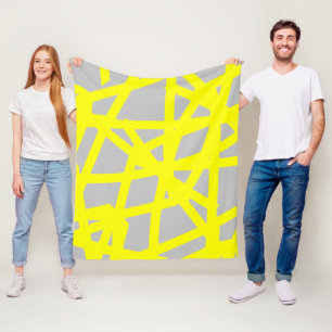 Abstract Minimalism Yellow Lines Grey Blanket