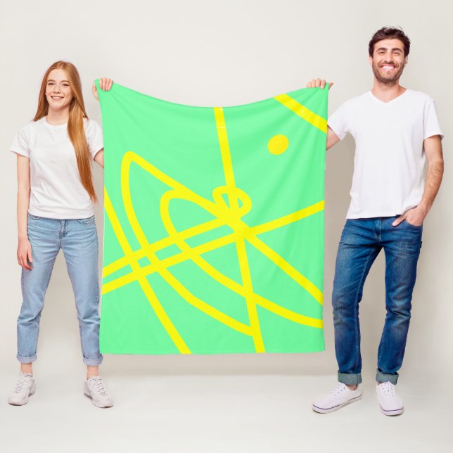 Abstract Minimalism Yellow Lines Turquoise Blanket (In Situ)