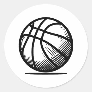 Abstract Minimalist Basketball Silhouette Classic Round Sticker