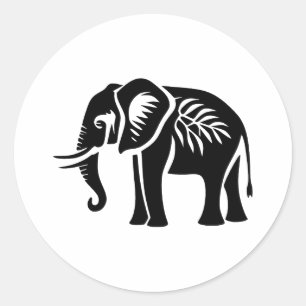 Abstract Minimalist Elephant Silhouette Classic Round Sticker