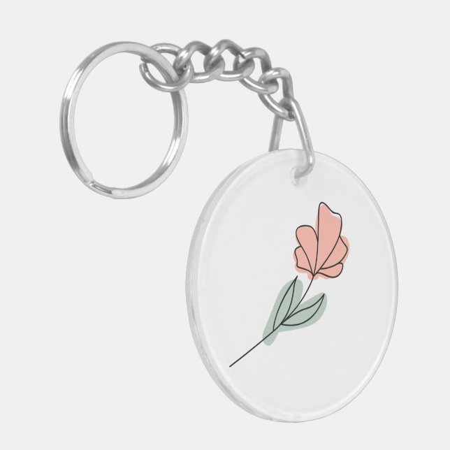 Abstract Minimalist Flowers  Key Ring (Front Left)