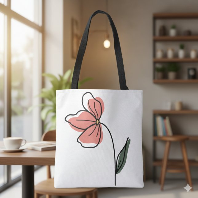 Abstract Minimalist Flowers Tote Bag (Creator Uploaded)