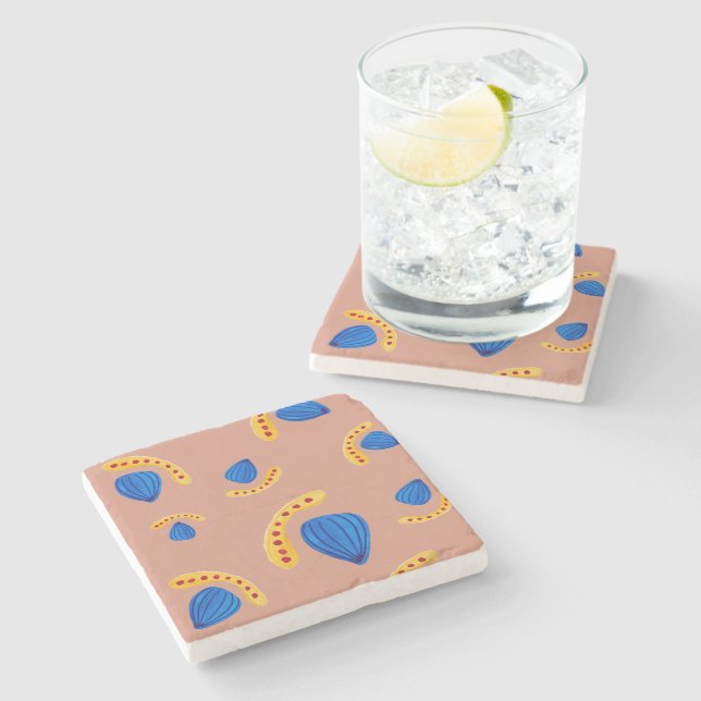 Abstract Minimalist Garden in Earth Tones Stone Coaster (Side)