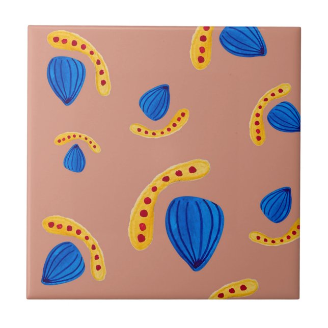 Abstract Minimalist Garden in Earth Tones Tile (Front)